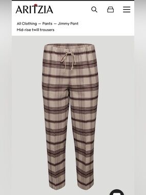 Aritzia Mid-Rise Babaton Jimmy Pants in Beige and Brown
